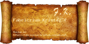 Fabriczius Kristóf névjegykártya