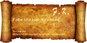Fabriczius Kristóf névjegykártya